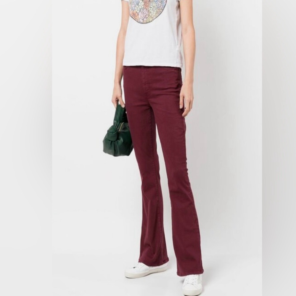 Mother Women's‎ High Waisted Weekender Skimp Wash Jeans Burgundy Sz 30
